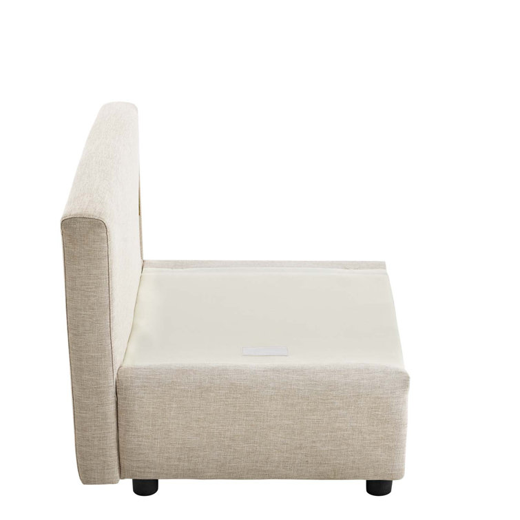Beige Modern Lounge Accent Chair with Black Wood Legs