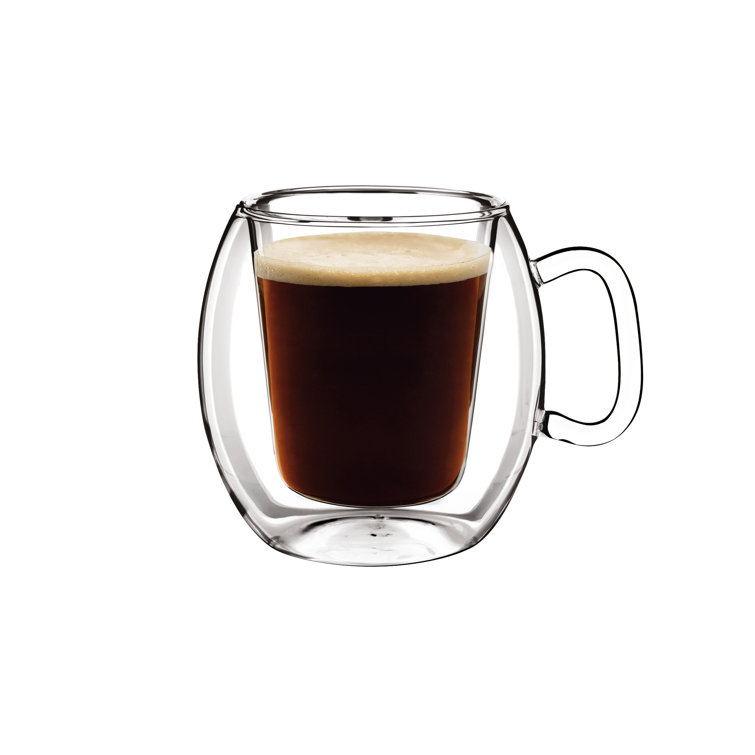 Luigi Bormioli Double-Walled Clear Glass Coffee Mug Set