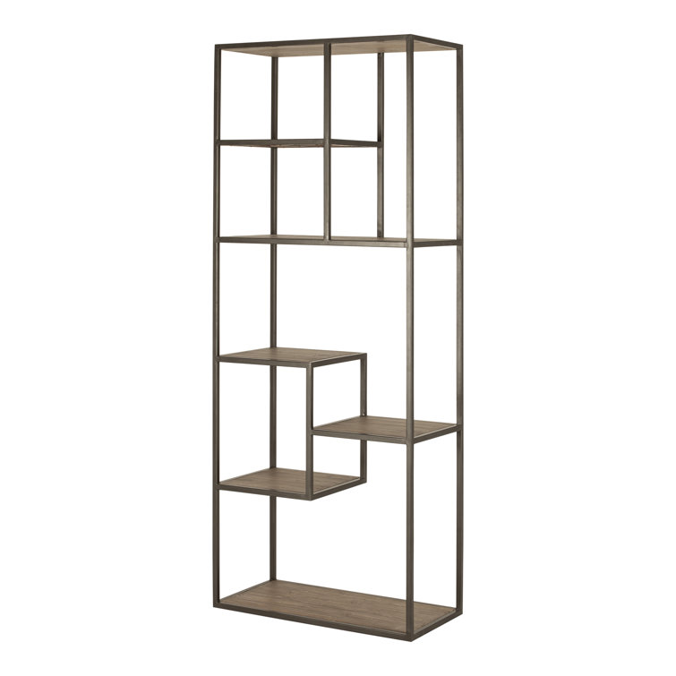Rothwell Black and Brown Reclaimed Pine Industrial Bookshelf