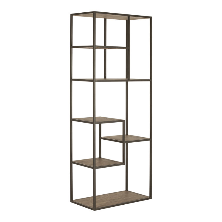 Rothwell Black and Brown Reclaimed Pine Industrial Bookshelf