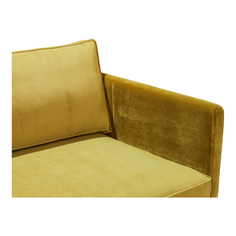 Mustard Yellow Polyester Upholstered Square Arm Sofa with Metal Legs