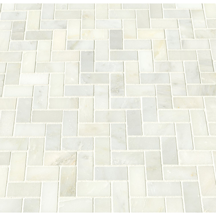 Greecian White Herringbone Polished Marble Mosaic Tile