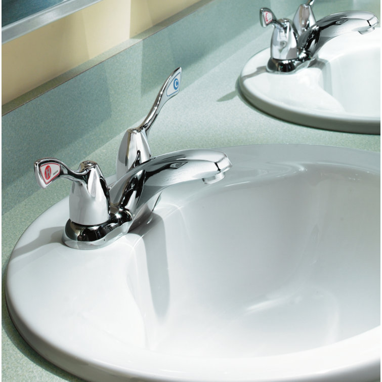 Chrome Double Handle Low Arc Centerset Bathroom Faucet