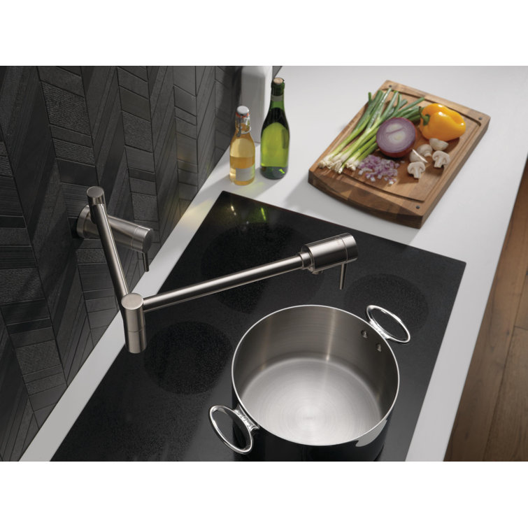 Stainless Steel Wall Mounted Dual Handle Pot Filler Faucet