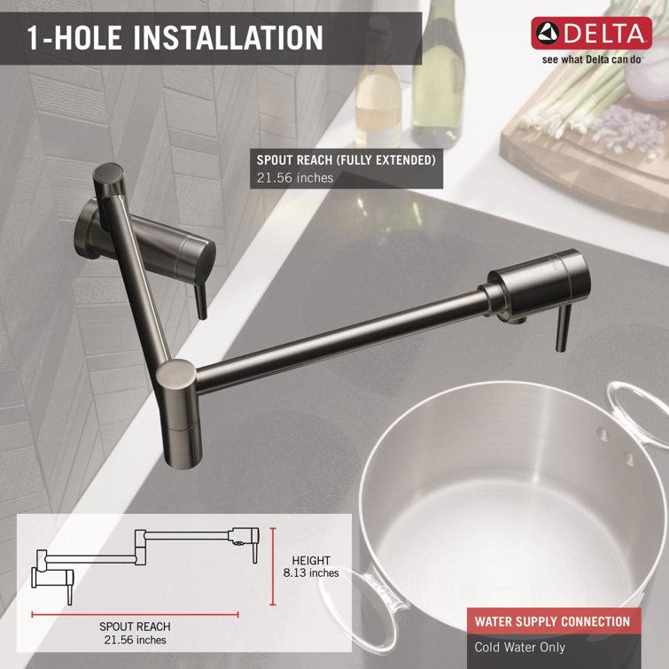 Stainless Steel Wall Mounted Dual Handle Pot Filler Faucet