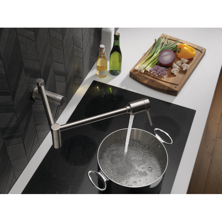 Stainless Steel Wall Mounted Dual Handle Pot Filler Faucet