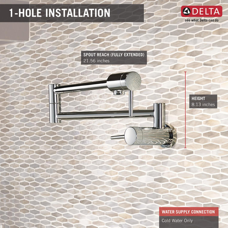 Modern Wall-Mounted Brass Pot Filler Faucet in Chrome