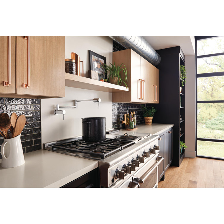 Modern Wall-Mounted Brass Pot Filler Faucet in Chrome