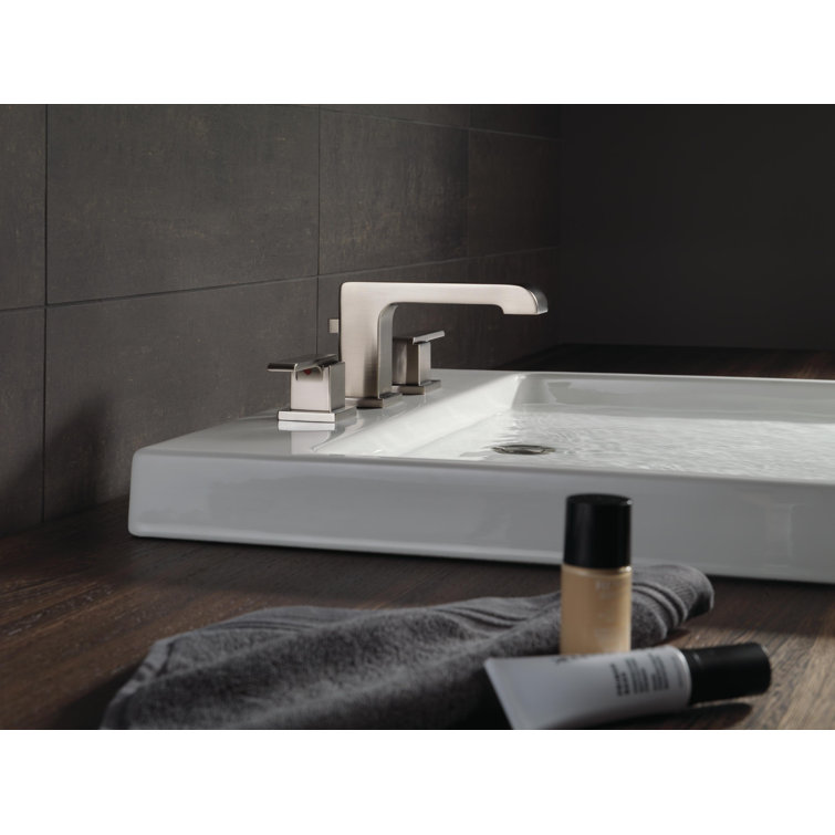 Modern Black and Stainless Steel Widespread Bathroom Faucet with ADA Compliance