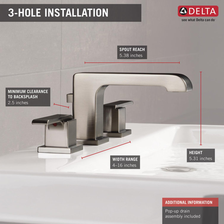Modern Black and Stainless Steel Widespread Bathroom Faucet with ADA Compliance