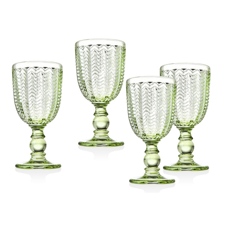 Emerald Green 6 oz Crystal Wine Goblets, Set of 4