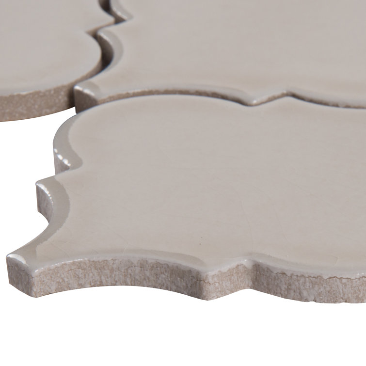 Portico Pearl Light Beige Ceramic Arabesque Mosaic Tile