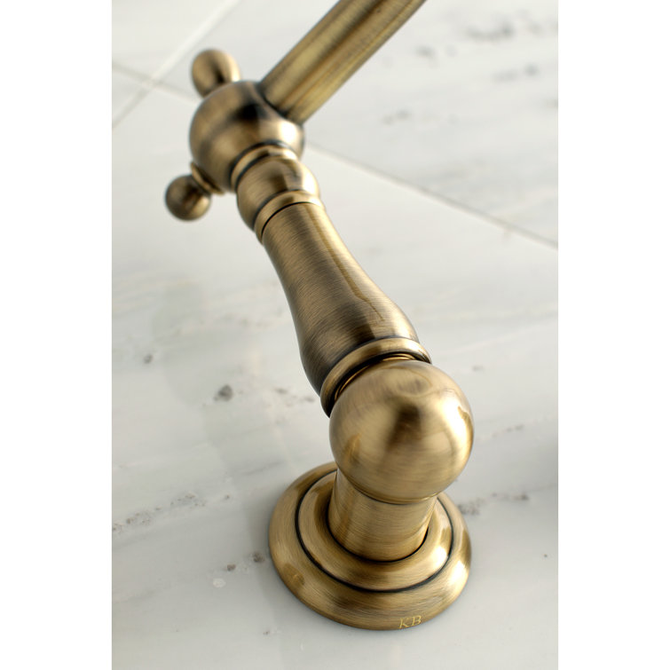 Heritage Dual Cross Handle Antique Brass Wall Mount Tub Faucet