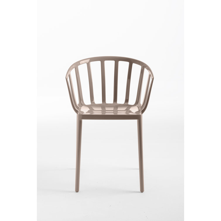 Dove Gray Venice-Inspired Plastic Arm Chair
