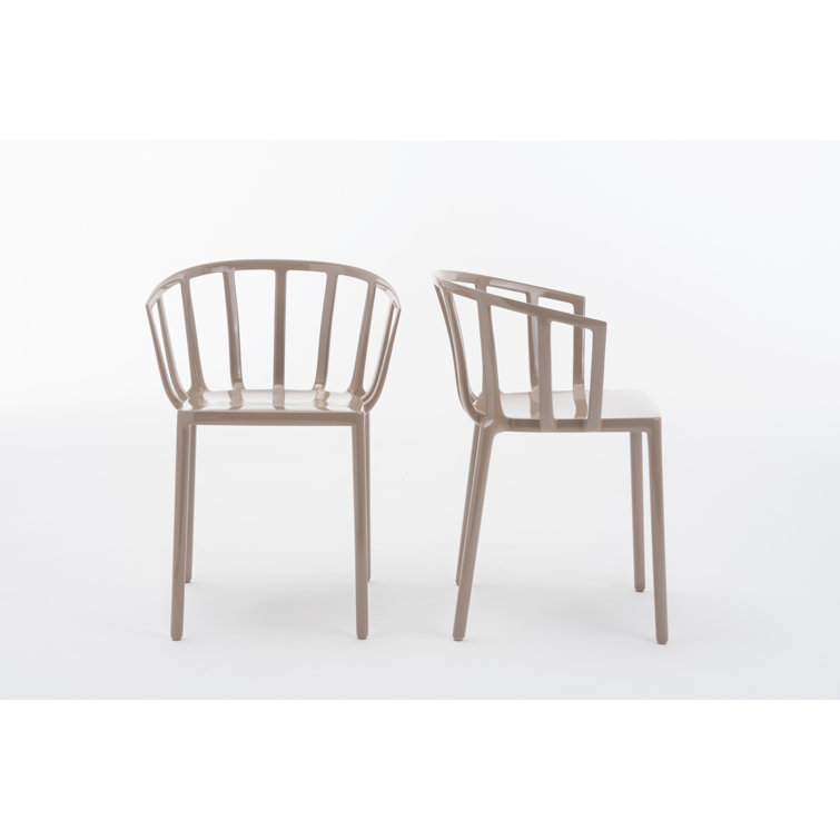 Dove Gray Venice-Inspired Plastic Arm Chair