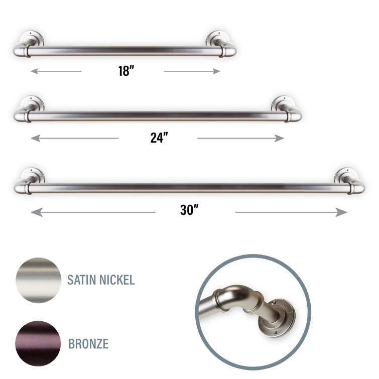 Antique Bronze 30'' Industrial Wall Mounted Towel Bar