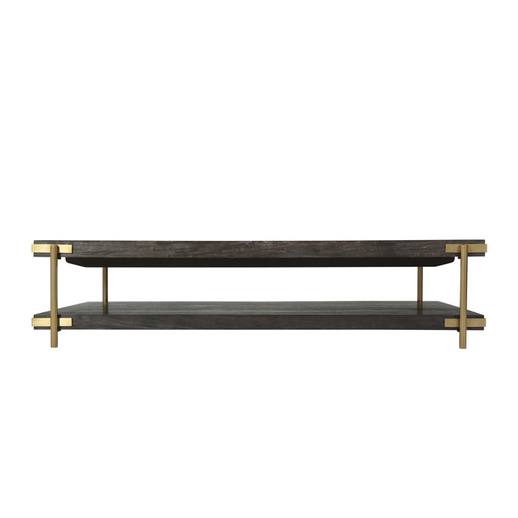 Transitional Mangrove Brown & Brushed Nickel Coffee Table 67"