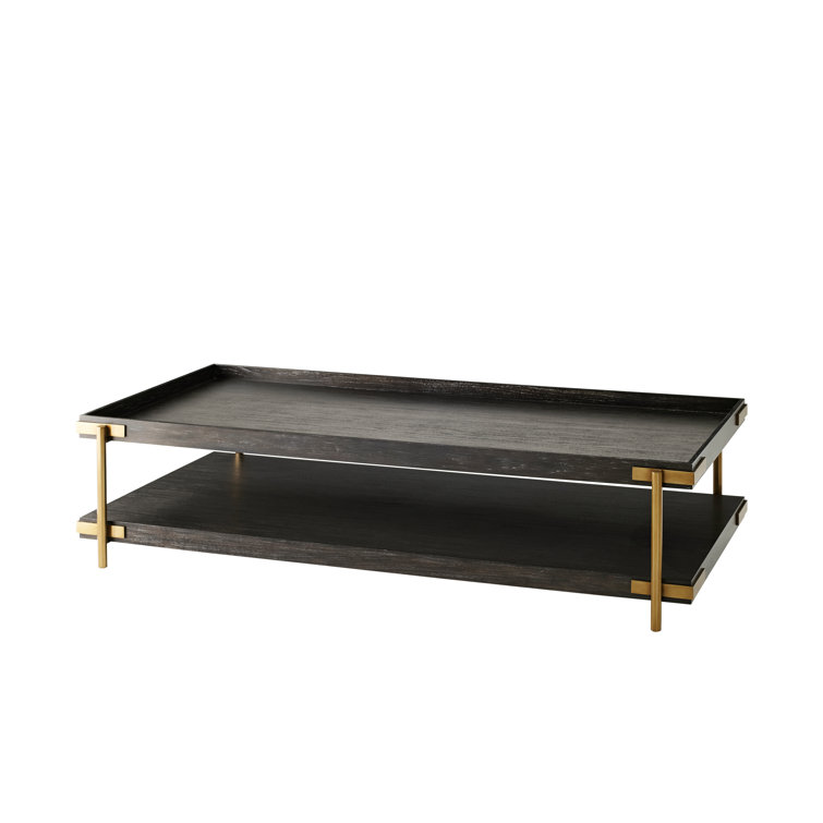 Transitional Mangrove Brown & Brushed Nickel Coffee Table 67"