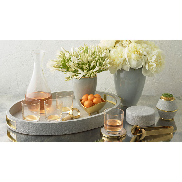 Dove Faux Shagreen Round Coaster Set with Holder
