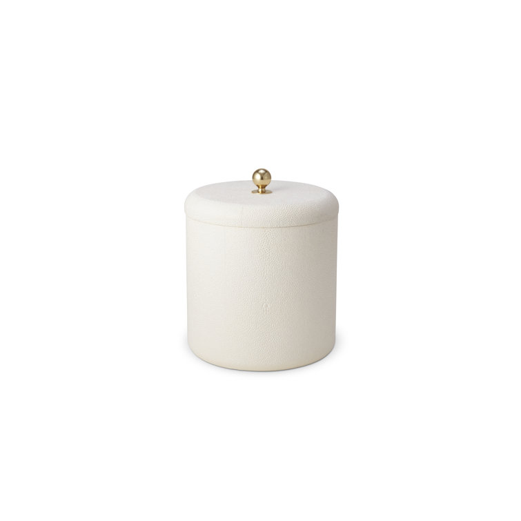 Cream Shagreen Ice Bucket with Brass Knob