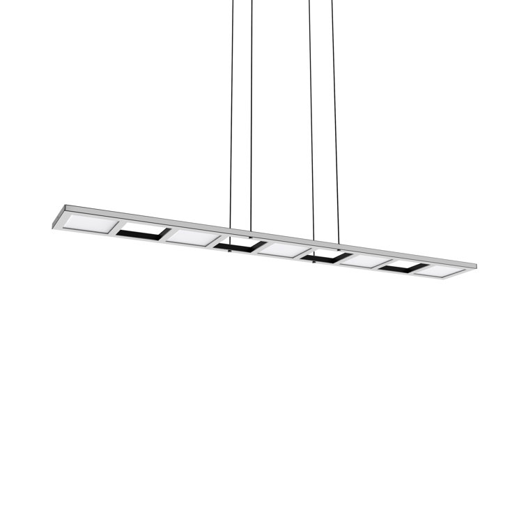 Quadra Silver Linear LED Pendant Light with White Shades