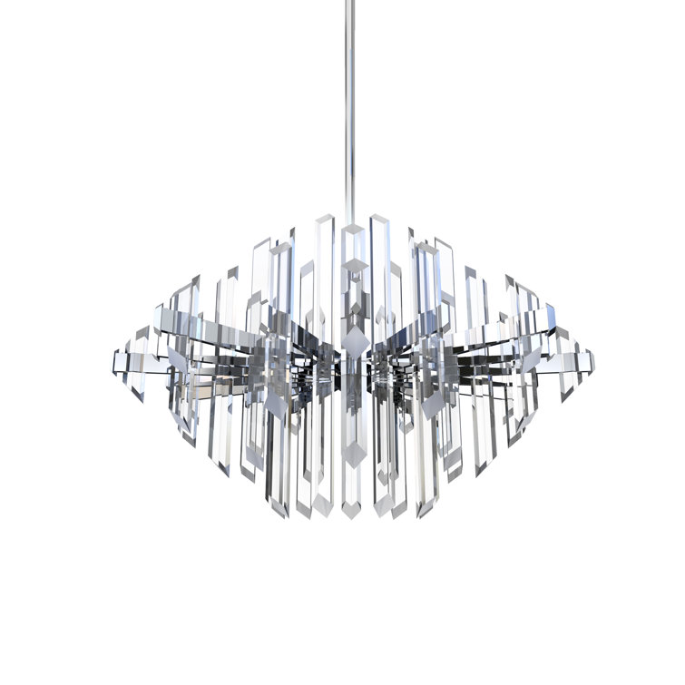 Facets Chrome-Crystal LED Kitchen Island Chandelier, 32" Wide