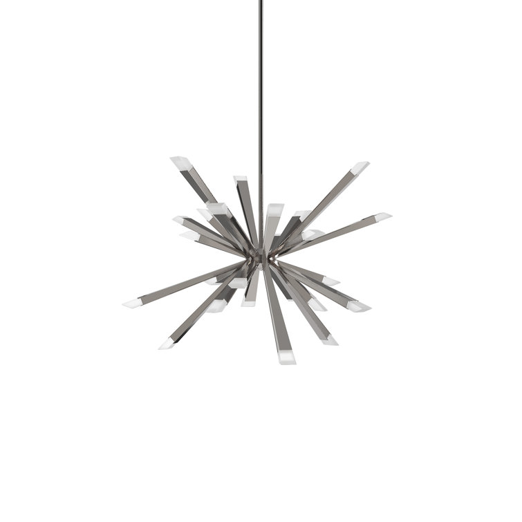 Starburst Chrome 24-Light LED Sputnik Sphere Chandelier in Satin Nickel