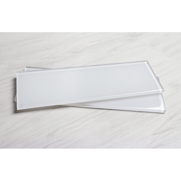 Super White 4" x 12" Glass Subway Tile