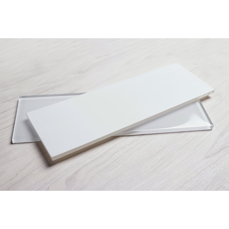 Super White 4" x 12" Glass Subway Tile