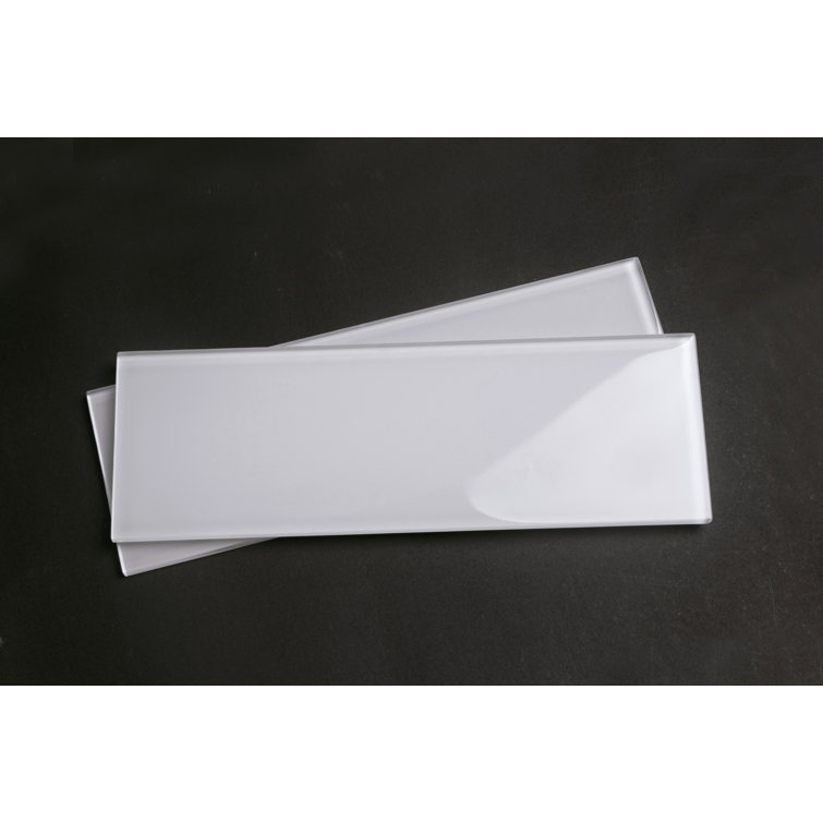Super White 4" x 12" Glass Subway Tile