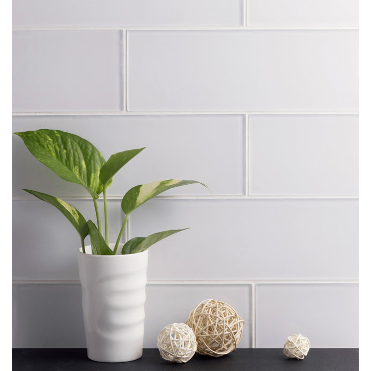 Super White 4" x 12" Glass Subway Tile