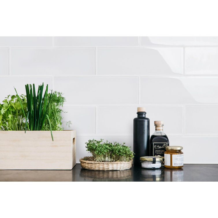 Super White 4" x 12" Glass Subway Tile