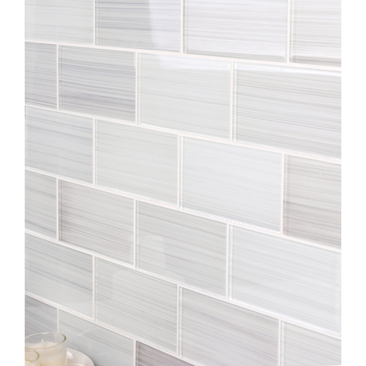 Super White Hand Painted Glass Subway Wall Tile