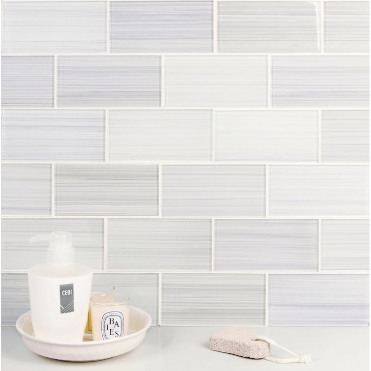 Super White Hand Painted Glass Subway Wall Tile