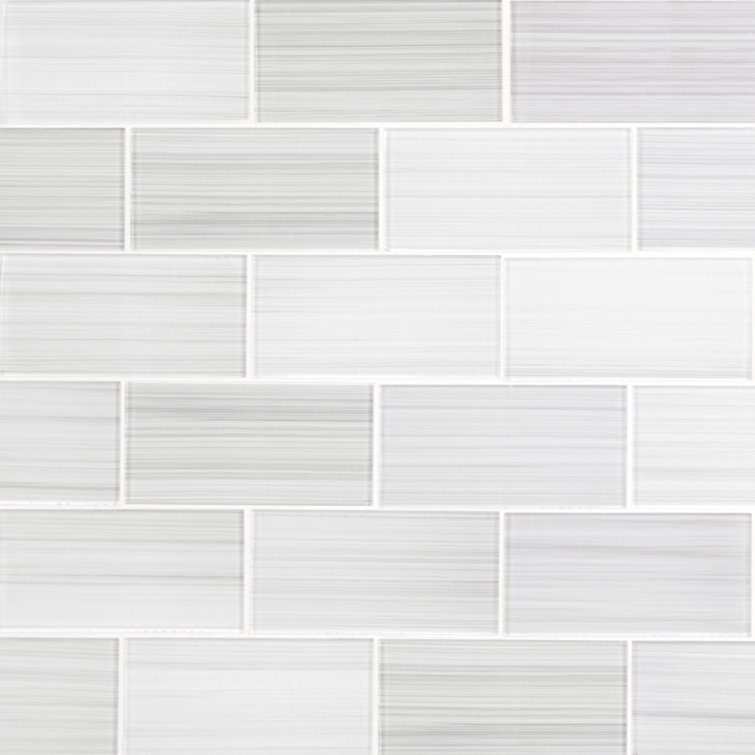 Super White Hand Painted Glass Subway Wall Tile