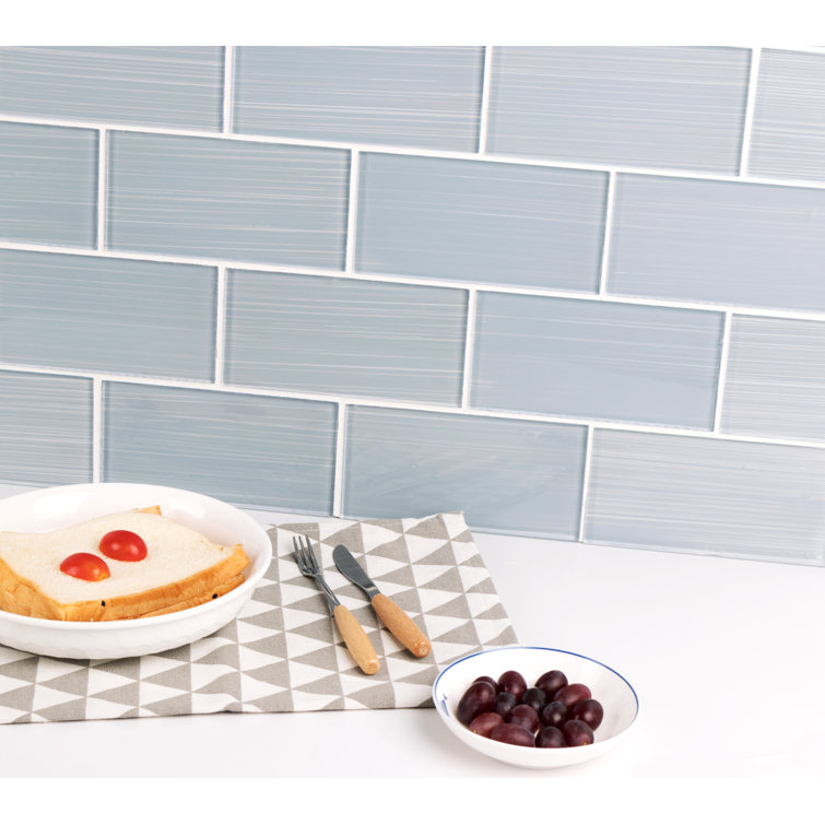 Soft Gray Hand-Painted Glass Mosaic Bathroom Wall Tile