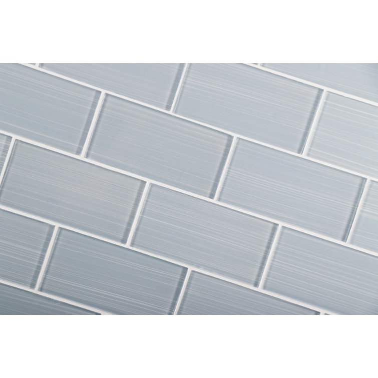 Soft Gray Hand-Painted Glass Mosaic Bathroom Wall Tile