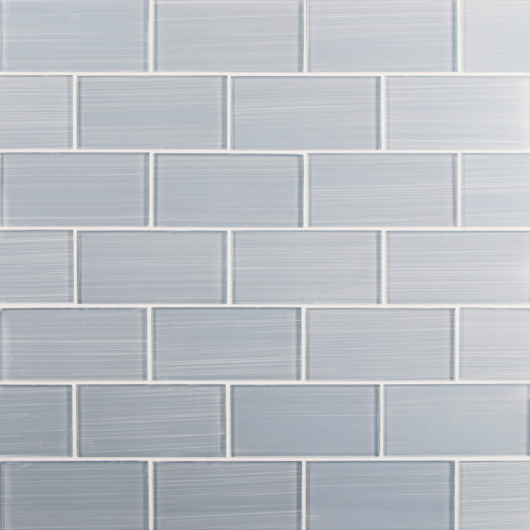 Soft Gray Hand-Painted Glass Mosaic Bathroom Wall Tile