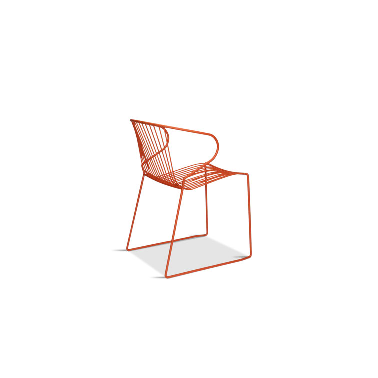 Sammy Orange Metal Stackable Outdoor Dining Chair