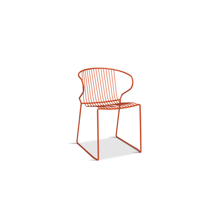 Sammy Orange Metal Stackable Outdoor Dining Chair