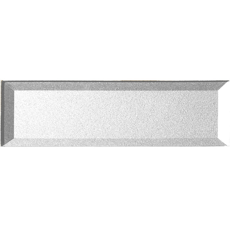 Secret Dimensions Metallic Silver Glossy Glass Subway Wall Tile