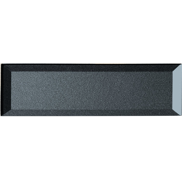 Secret Gray 4x16 Glossy Beveled Glass Subway Wall Tile