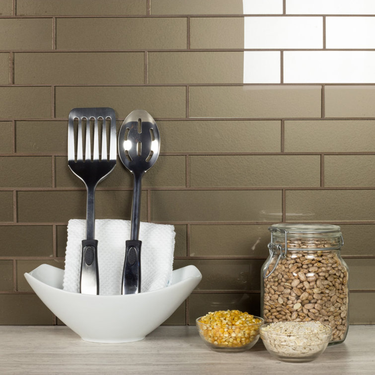 Forever Glossy Bronze Glass Subway Wall Tile 2x8