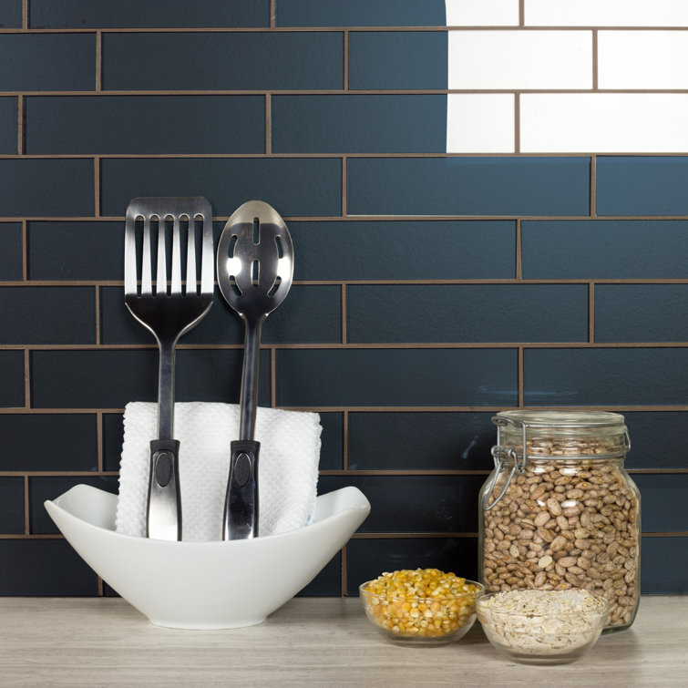 Eternal Royal Gray Glossy Glass Subway Wall Tile 2x8