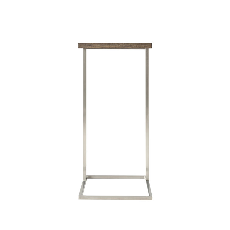 Contemporary Brown and Silver Rectangular Accent Table