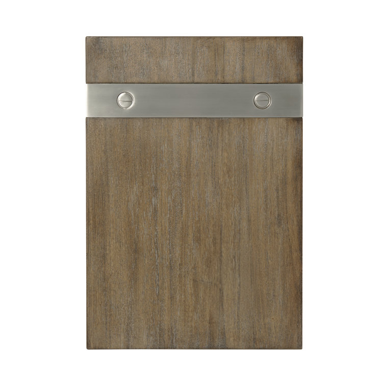 Contemporary Brown and Silver Rectangular Accent Table