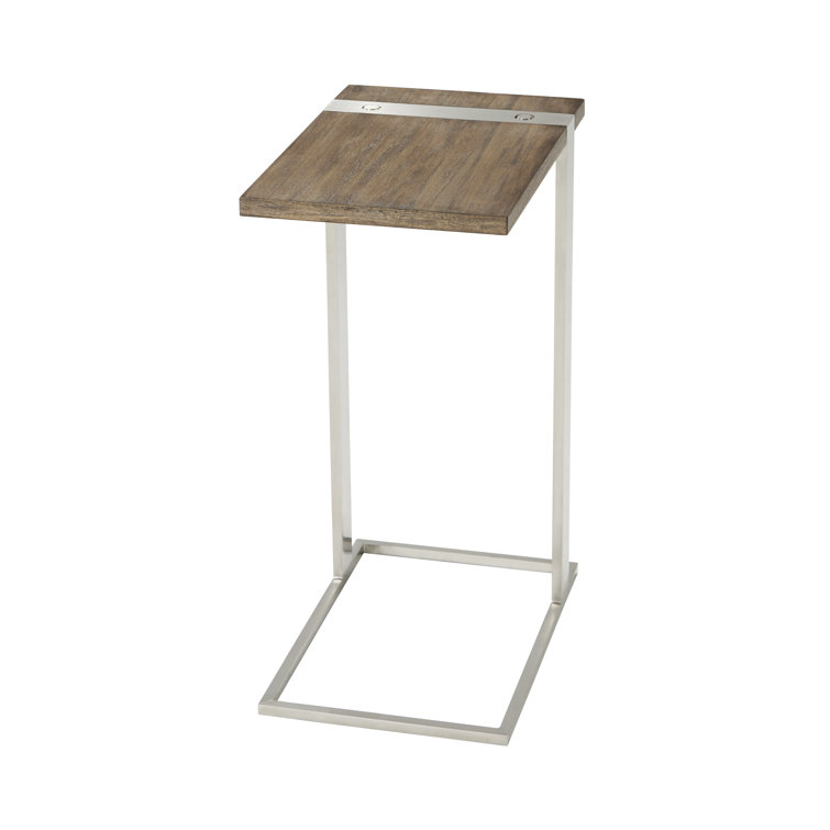 Contemporary Brown and Silver Rectangular Accent Table