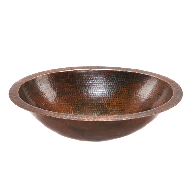 19" Oval Oil Rubbed Bronze Hammered Copper Bathroom Sink