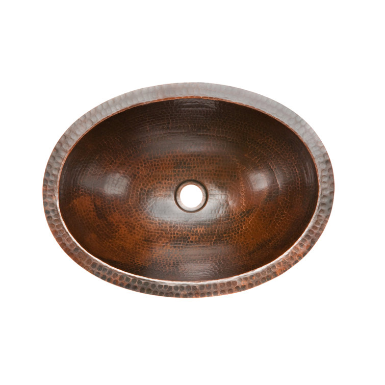19" Oval Oil Rubbed Bronze Hammered Copper Bathroom Sink
