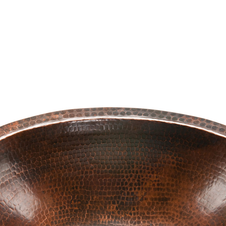 19" Oval Oil Rubbed Bronze Hammered Copper Bathroom Sink
